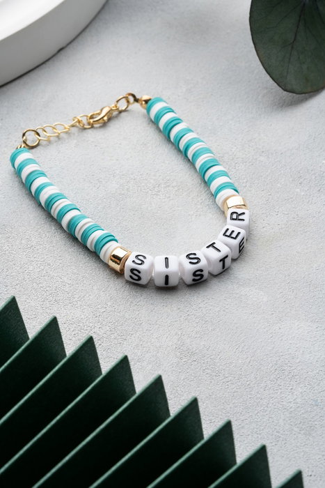 Heliophilia Silver Pulsera Verde y Blanco con Colgante de Aleación